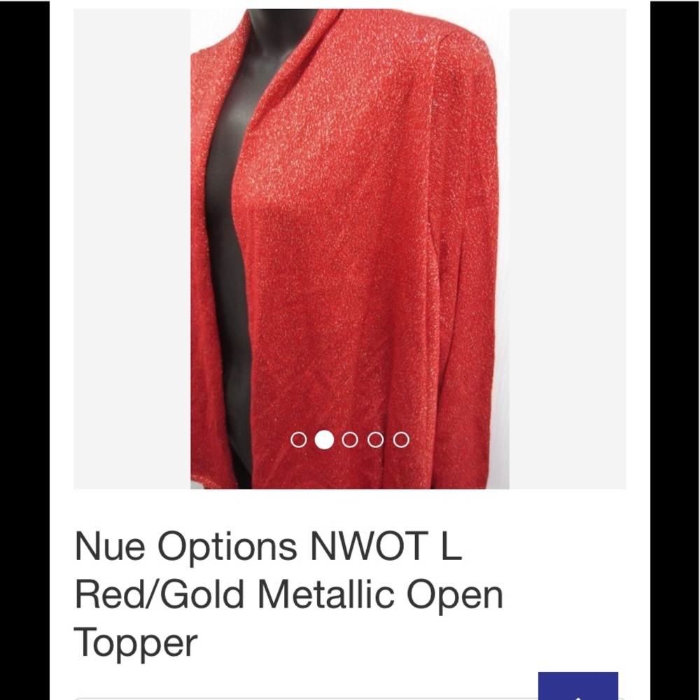 NWT Nue Options Red/Gold Metallic Open Topper